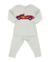 Oh Baby ! Boys' Racecar Applique 2-piece Set - Baby In Gray