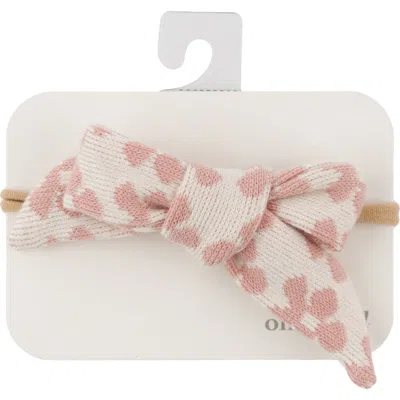 Oh Baby! Brand Mod Flowers Tie Bow Nylon Headband- Infant In Pink