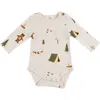 Oh Baby! Brand Teddy Bear Face Print Pocket Romper- Infant In Neutral