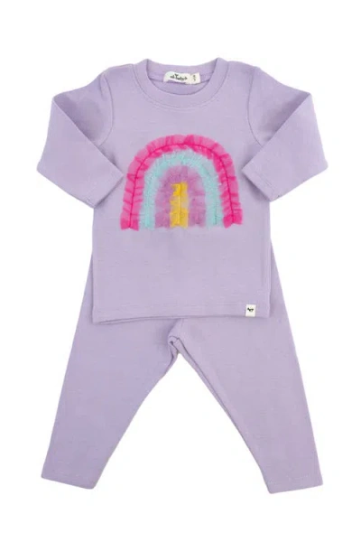 Oh Baby ! Bright Tulle Rainbow Applique Two Piece Set In Orchid