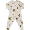 Oh Baby ! Camping Print Long Sleeve Two Piece Set In Malt