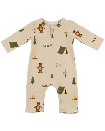 Oh Baby Kids' ! Camping Print One Button Romper In Neutral