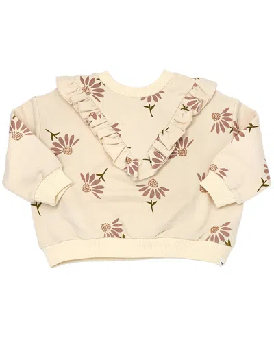 Oh Baby Kids' ! Cone Flowers Print V-ruffle Slouch Sweatshirt In Multi