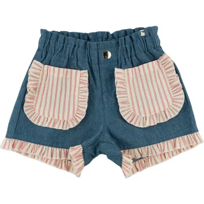 Oh Baby ! Denim Libby Ruffle Short In Green