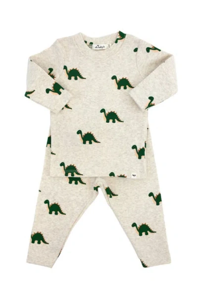 Oh Baby Kids' ! Dinosaur Print Two Piece Set In Malt