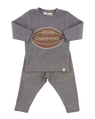 Oh Baby Football Patch 2pc Set In Gray