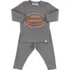 Oh Baby ! Football Patch Long Sleeve Two Piece Set In Coal