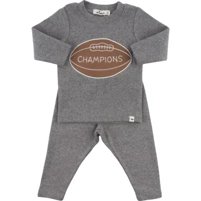 Oh Baby ! Football Patch Long Sleeve Two Piece Set In Coal