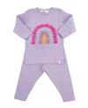 Oh Baby ! Girls' Bright Tulle Rainbow Applique 2-piece Tee And Pant Set - Baby In Purple
