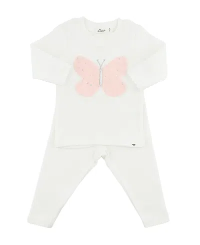 Oh Baby ! Girls' Butterfly Fleck Tulle Applique 2-piece Set - Baby In White