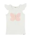 Oh Baby ! Girls' Butterfly Fleck Tulle Applique Flutter Tank - Little Kid In White