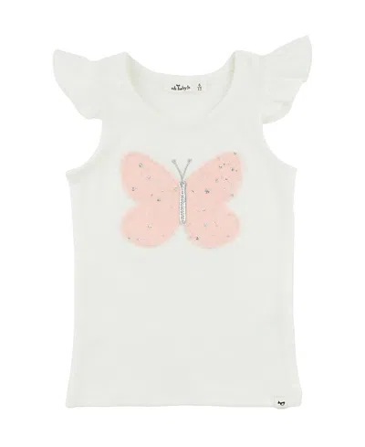 Oh Baby ! Girls' Butterfly Fleck Tulle Applique Flutter Tank - Little Kid In White