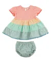 Oh Baby ! Girls' Cabana Ricrac Sophia Dress And Bloomers Set - Little Kid In Multi