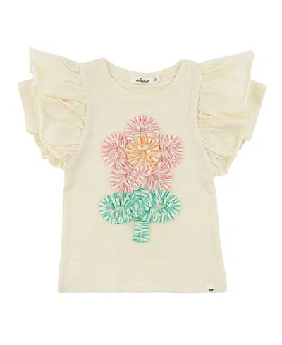 Oh Baby ! Girls' Cabana Ruffle Daisy Applique Butterfly Tee - Baby In Gold