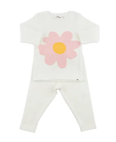 Oh Baby ! Girls' Daisy Applique Two Piece Set - Baby In White
