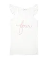 Oh Baby ! Girls' Flutter Sleeve Four Pink Sparkle Embroidered Tank - Little Kid In White