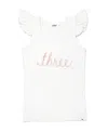 Oh Baby ! Girls' Flutter Sleeve Three Pink Sparkle Embroidered Tank - Little Kid In White