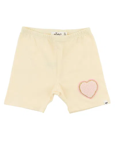 Oh Baby ! Girls' Heart Patch Jersey Biker Short - Baby, Little Kid In Neutral