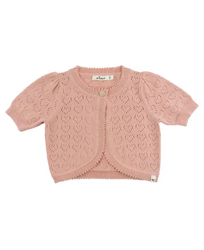 Oh Baby ! Girls' Hearts Pointelle Juliet Cardigan - Baby, Little Kid In Pink