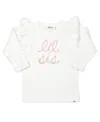 Oh Baby ! Girls' Lil Sis Pink Sparkle Embroidered Millie Tee - Baby In White