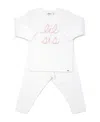 Oh Baby ! Girls' Lil Sis Pink Sparkle Embroidered Two Piece Set - Baby