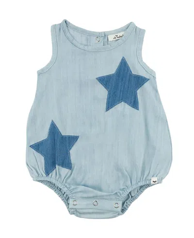Oh Baby ! Girls' Lyocell Denim Stars Applique Bubble - Baby In Blue