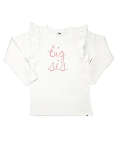Oh Baby ! Girls' Millie Big Sis Pink Sparkle Embroidered Tee - Little Kid In Neutral