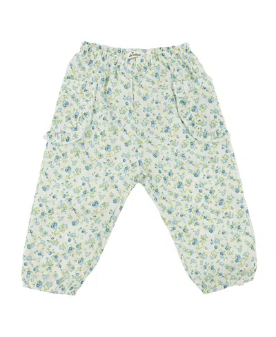 Oh Baby ! Girls' Poppy Sprig Ruffle Side Pocket Pant - Baby, Little Kid In Blue