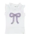 Oh Baby ! Ruffle Bow Lavender Sparkle Rebekah Ruffle Tank In White