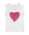 Oh Baby ! Girls' Rebekah Ruffle Heart Sparkle Tank - Little Kid In White