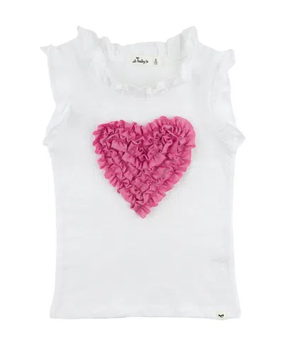 Oh Baby ! Girls' Rebekah Ruffle Heart Sparkle Tank - Little Kid In White