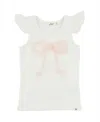 Oh Baby ! Girls' Ruffle Bow Fleck Tulle Applique Flutter Tank - Little Kid In White