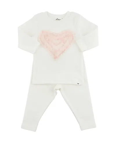 Oh Baby ! Girls' Ruffle Heart Fleck Tulle Applique 2-piece Set - Baby In White