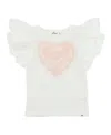 Oh Baby ! Girls' Ruffle Heart Pink & Silver Tulle Applique Butterfly Top - Little Kid In White