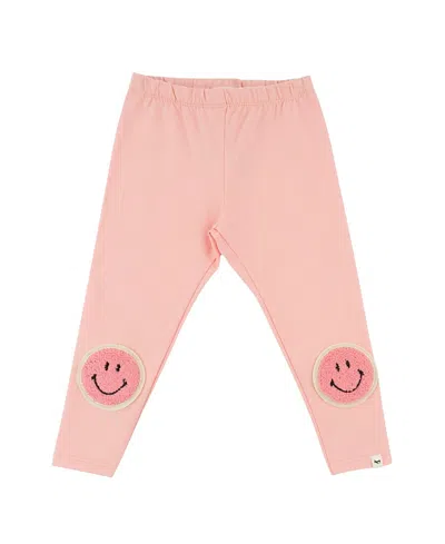 Oh Baby ! Girls' Smiley Chenille Patch Leggings - Baby, Little Kid, Big Kid In Pink