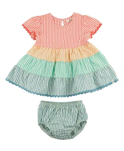 Oh Baby ! Girls' Sophia Cabana Ricrac Dress And Bloomers Set - Baby, Little Kid In Green