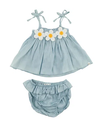 Oh Baby ! Girls' Sunsuit Set - Gidget Lyocell Denim - Baby, Little Kid In Blue