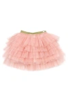 Oh Baby ! Gold Band Layered Frill Tutu Skirt In Pale Pink/gold