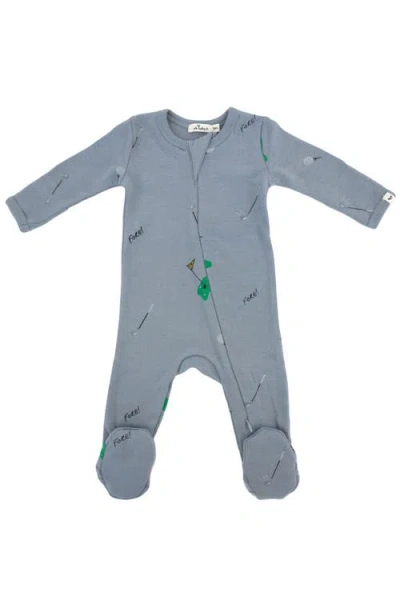 Oh Baby ! Golf Print Zipper Footie In Fog