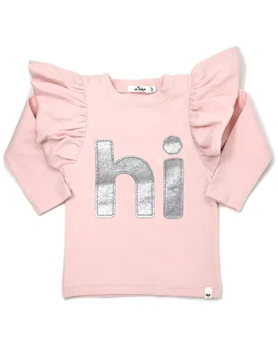 Oh Baby Hi Velvet Butterfly Sleeve Tee In Pink