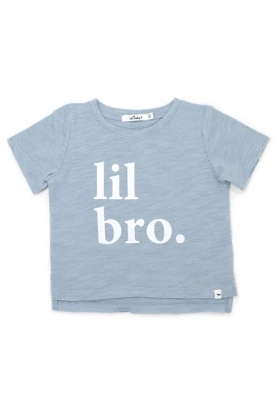 Oh Baby ! "lil Bro." Cotton Slub Raw Edge Tee White Ink In Fog