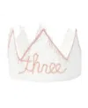 Oh Baby ! Girls' Linen Crown - One Embroidered - Baby In White