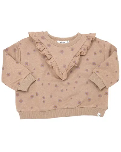 Oh Baby Mini Daisies V-ruffle Boxy Sweatshirt In Neutral