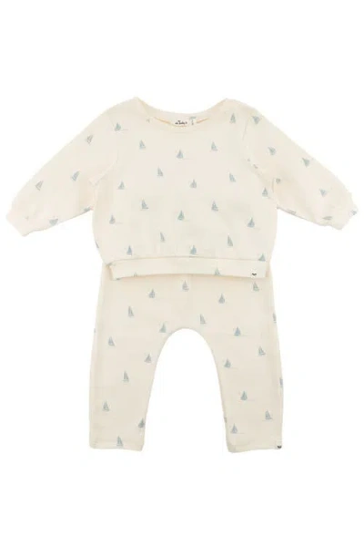 Oh Baby Kids' ! Mini Sailboats Brooklyn Boxy Jogger Set In Milk