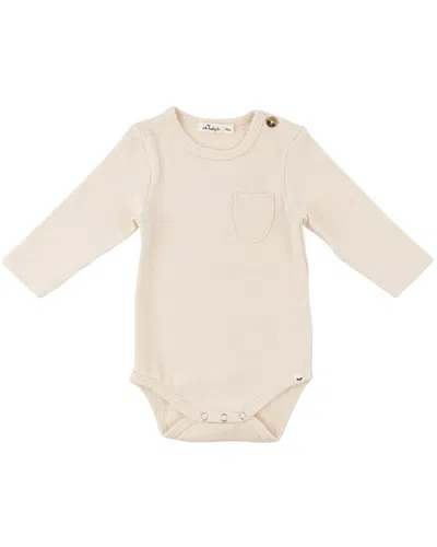 Oh Baby Kids' ! Mini Stripe Pocket Onesie In Neutral