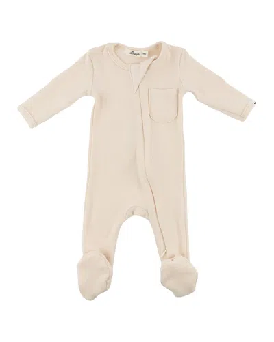 Oh Baby Mini Stripe Zipper Footie With Pocket In White