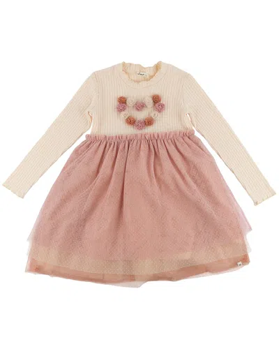 Oh Baby Multi Poms Heart Rib Aria Tutu Dress In Neutral