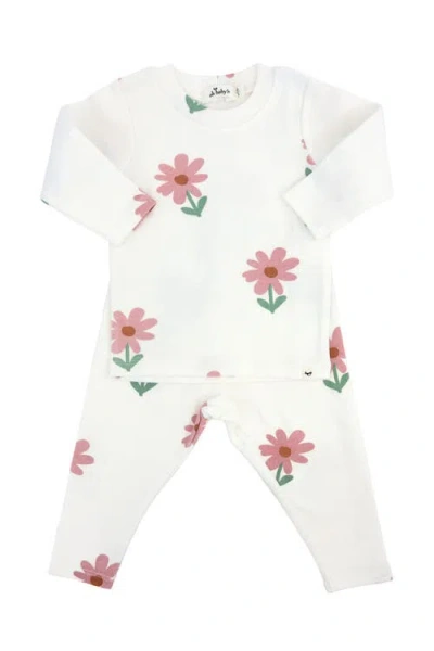 Oh Baby ! Picking Daisies Print Two Piece Set In Cream