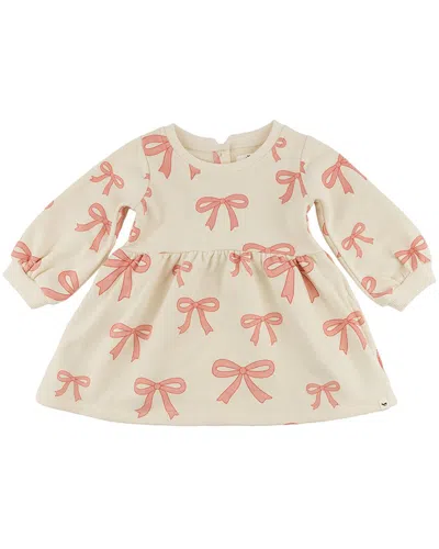 Oh Baby Pink Bows French Terry Josephine Dress In Neutral