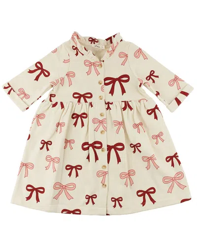 Oh Baby Pink Cherry Bows French Terry Ivy Dress In Neutral